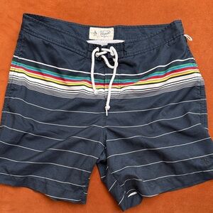 Original Penguin Navy Striped Board Shorts